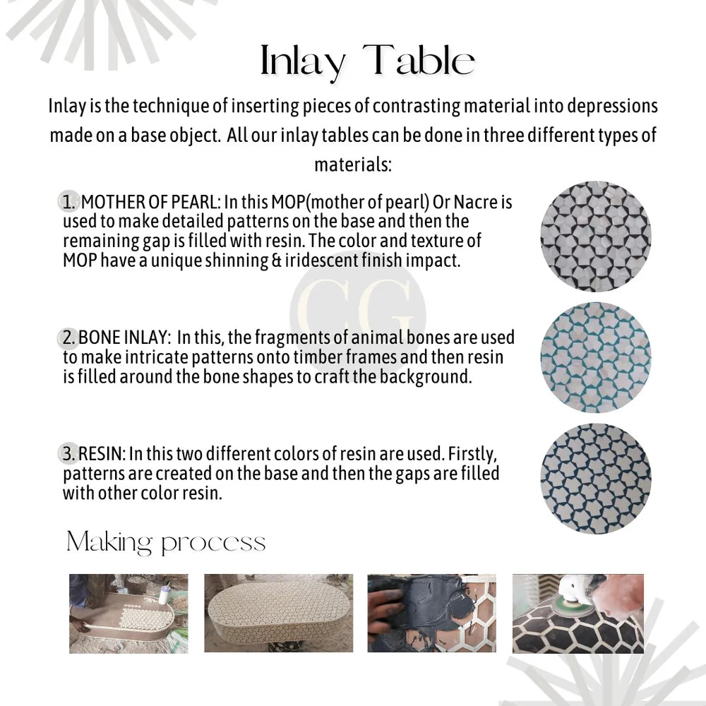 "Black and white geometric inlay writing desk for a chic and minimalist study area"