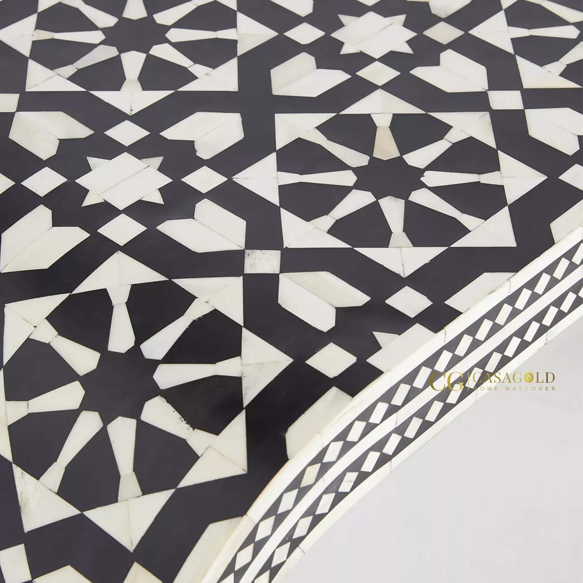Black and White Inlay Console Desk for Home Office