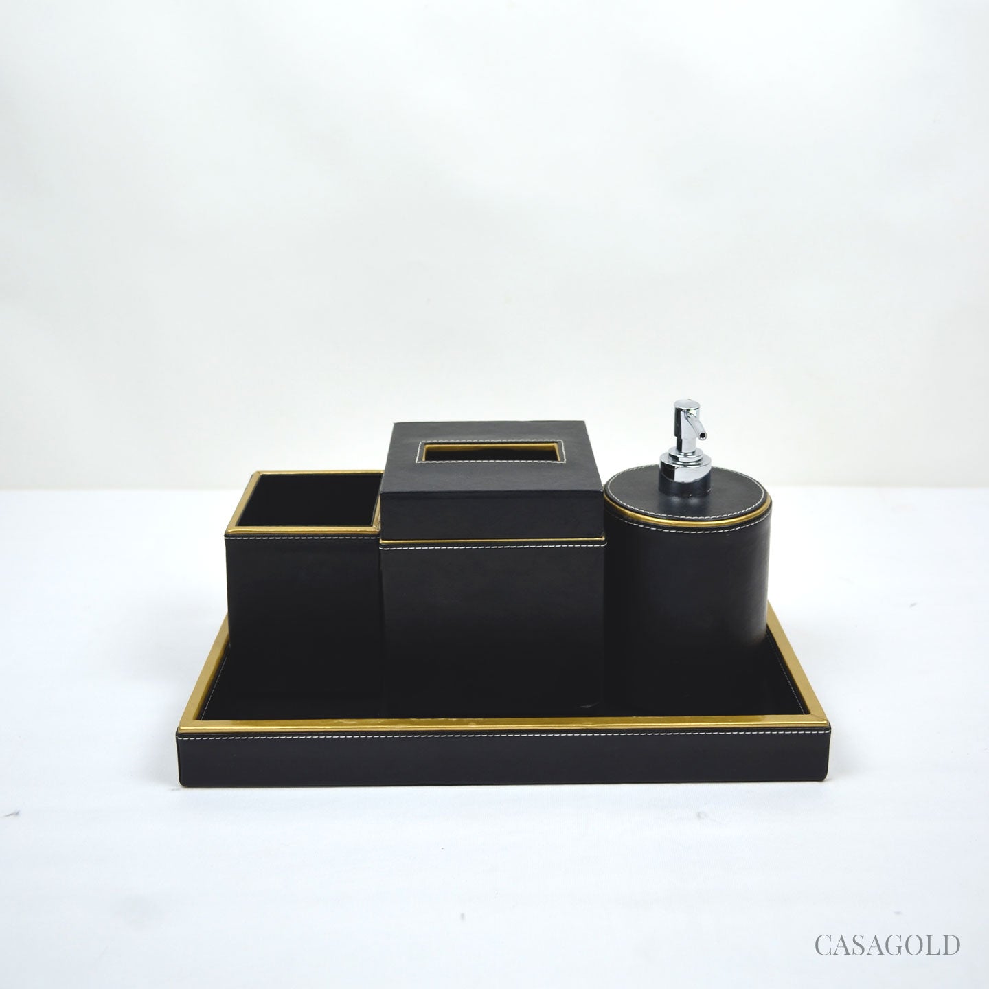 Black and gold bathroom set with luxury touch
