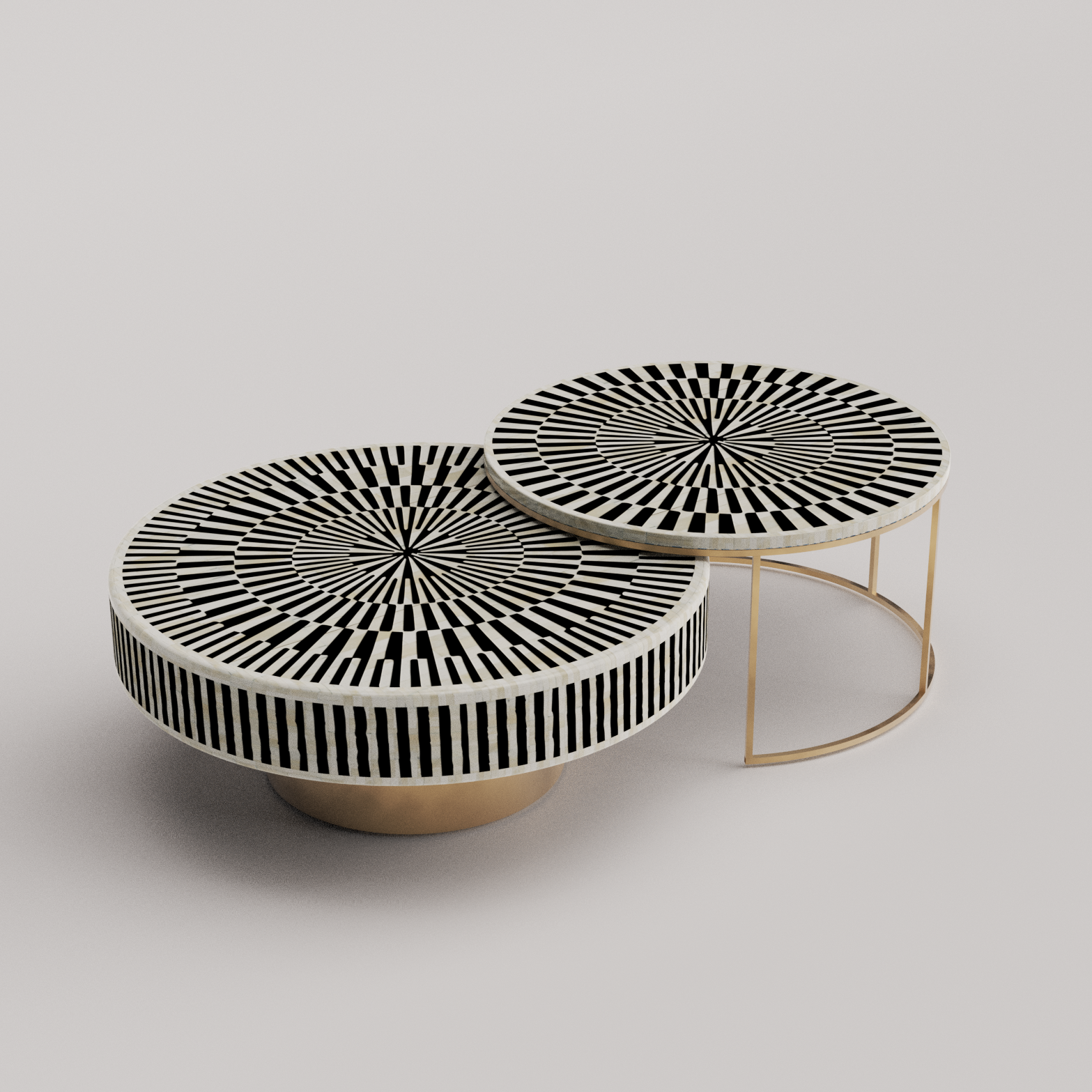 Bohemian style bone inlay round coffee table
