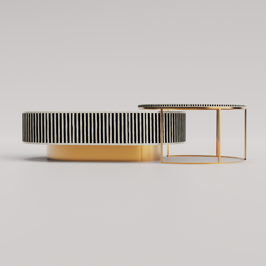 Centerpiece coffee table with bone inlay