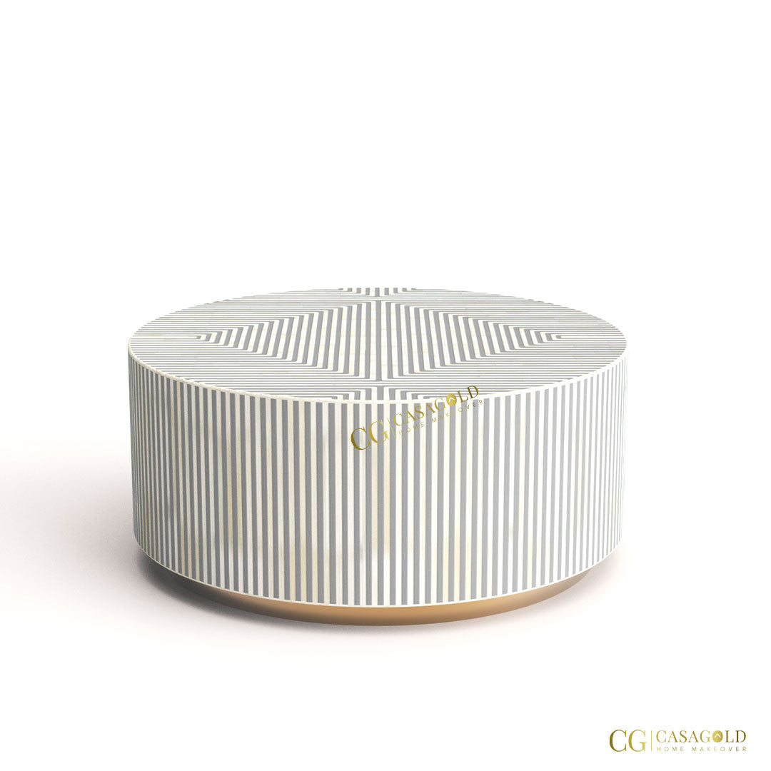 Bone Inlay Coffee Table - Round and Stylish