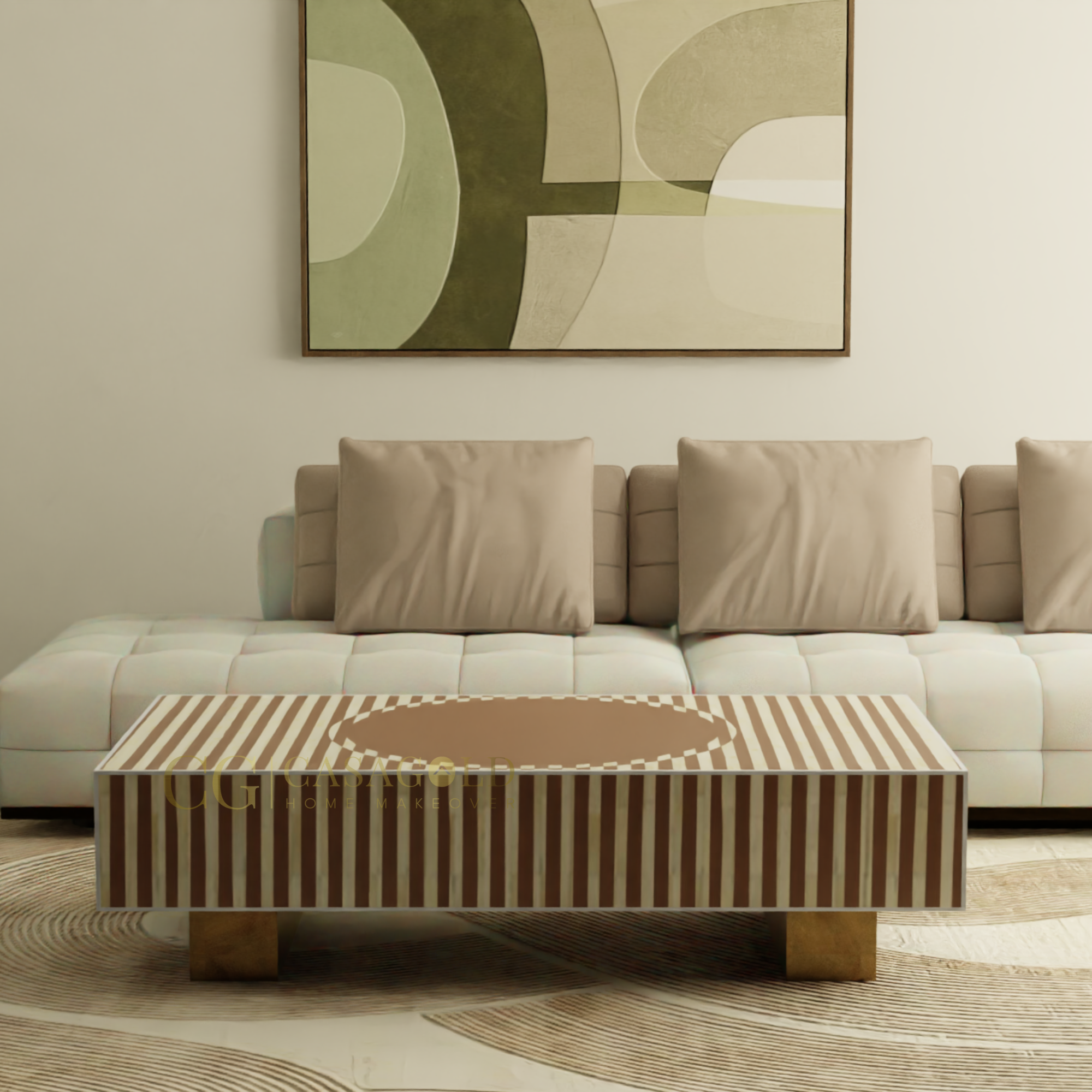Bone Inlay Rectangular Coffee Table