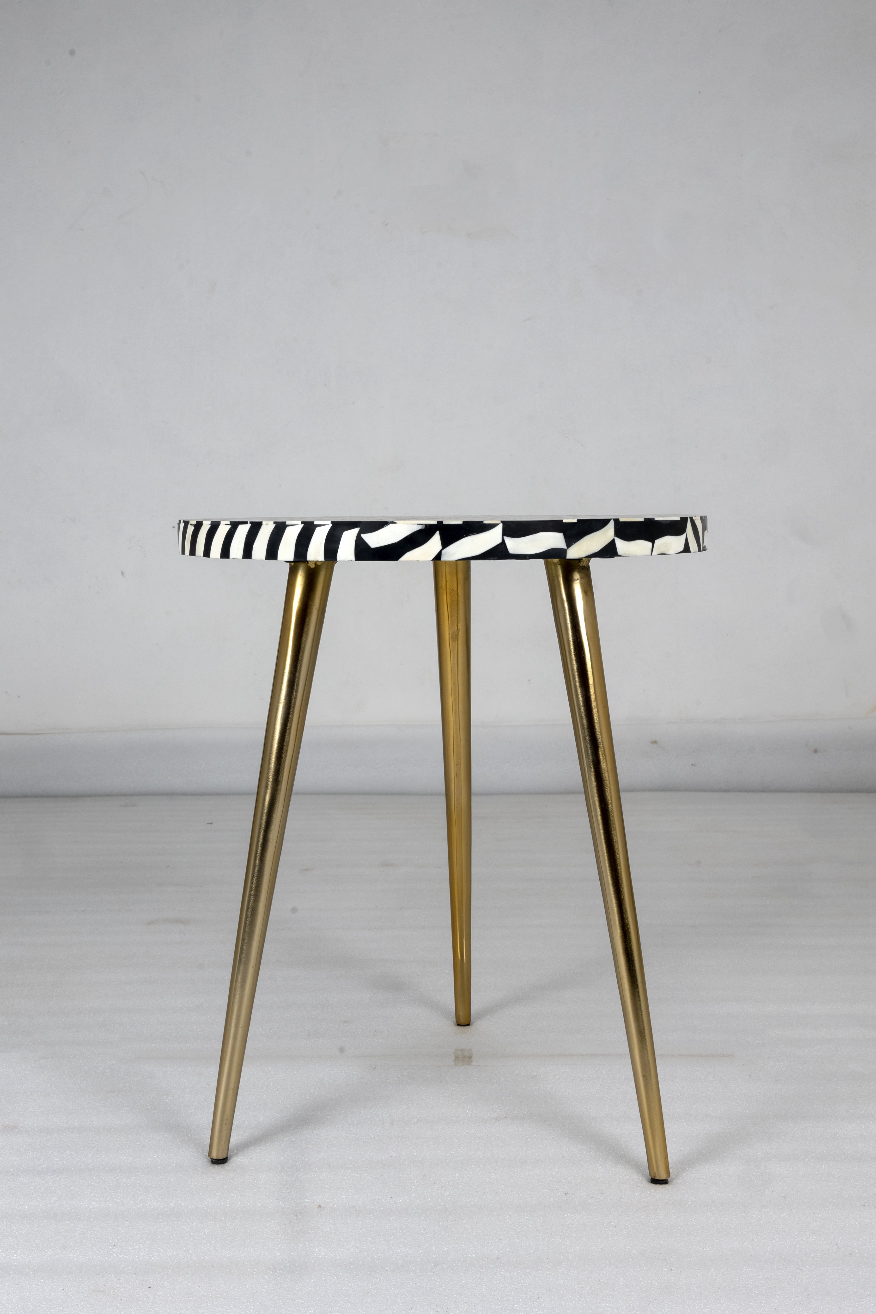 Bone Inlay Round 3-Leg Side Table