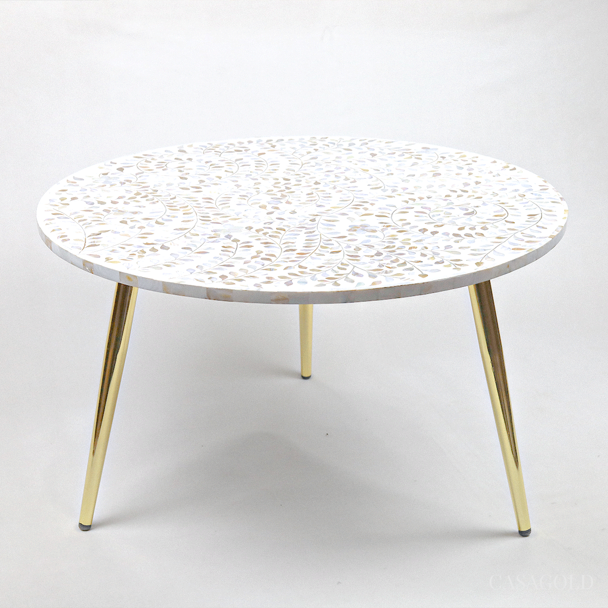 Bone Inlay Round Coffee Table for Stylish Homes