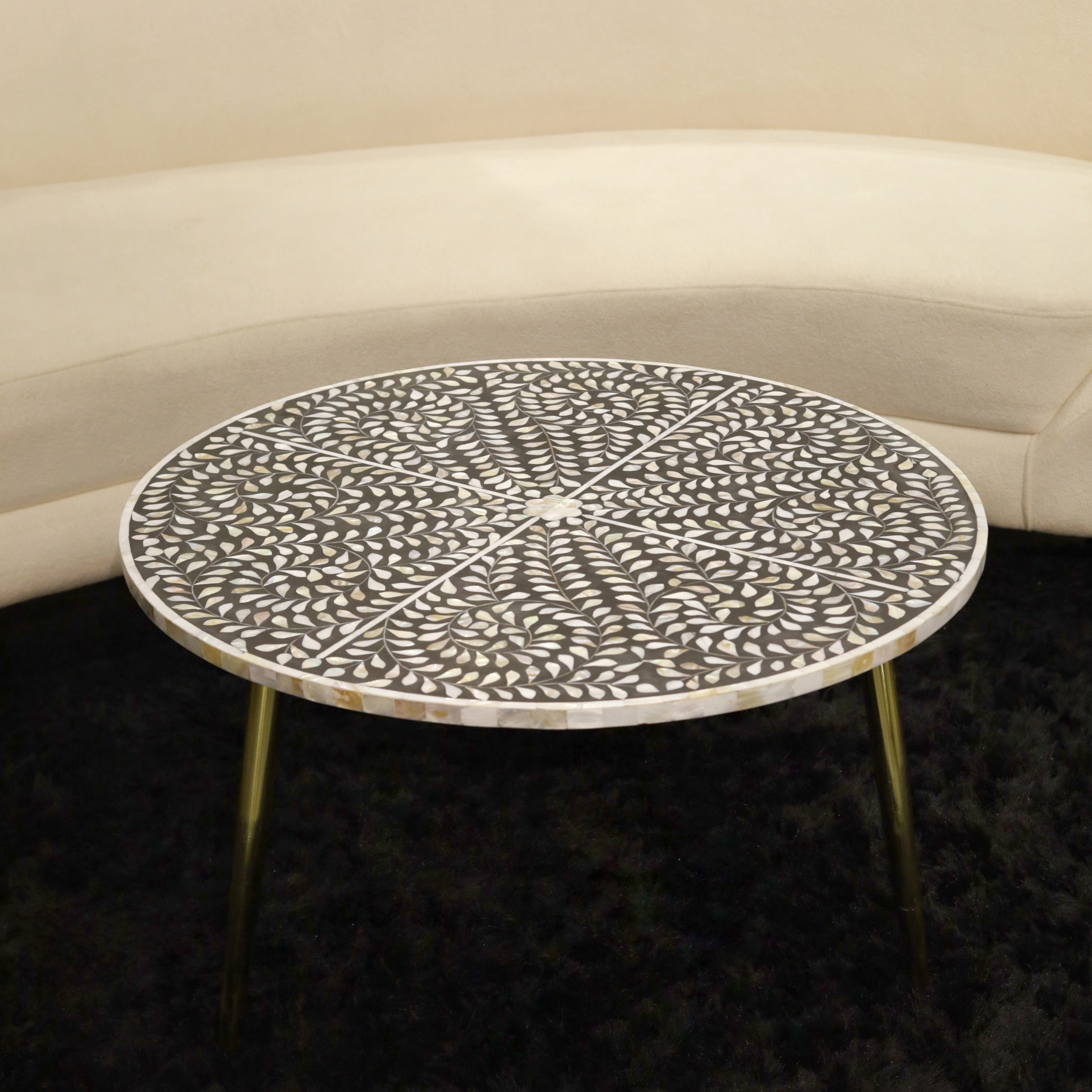 Bone Inlay Round Table - Classic Home Decor