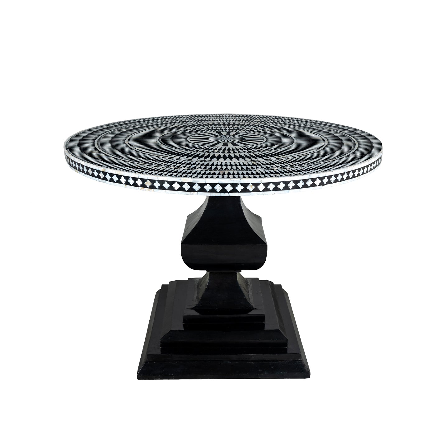 Bone Inlay Round Table - Perfect for Living Room