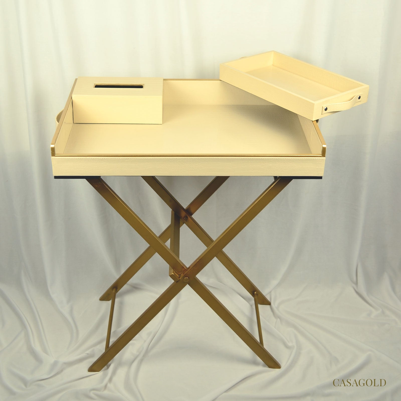 Classic butler tray featuring decorative carved edges