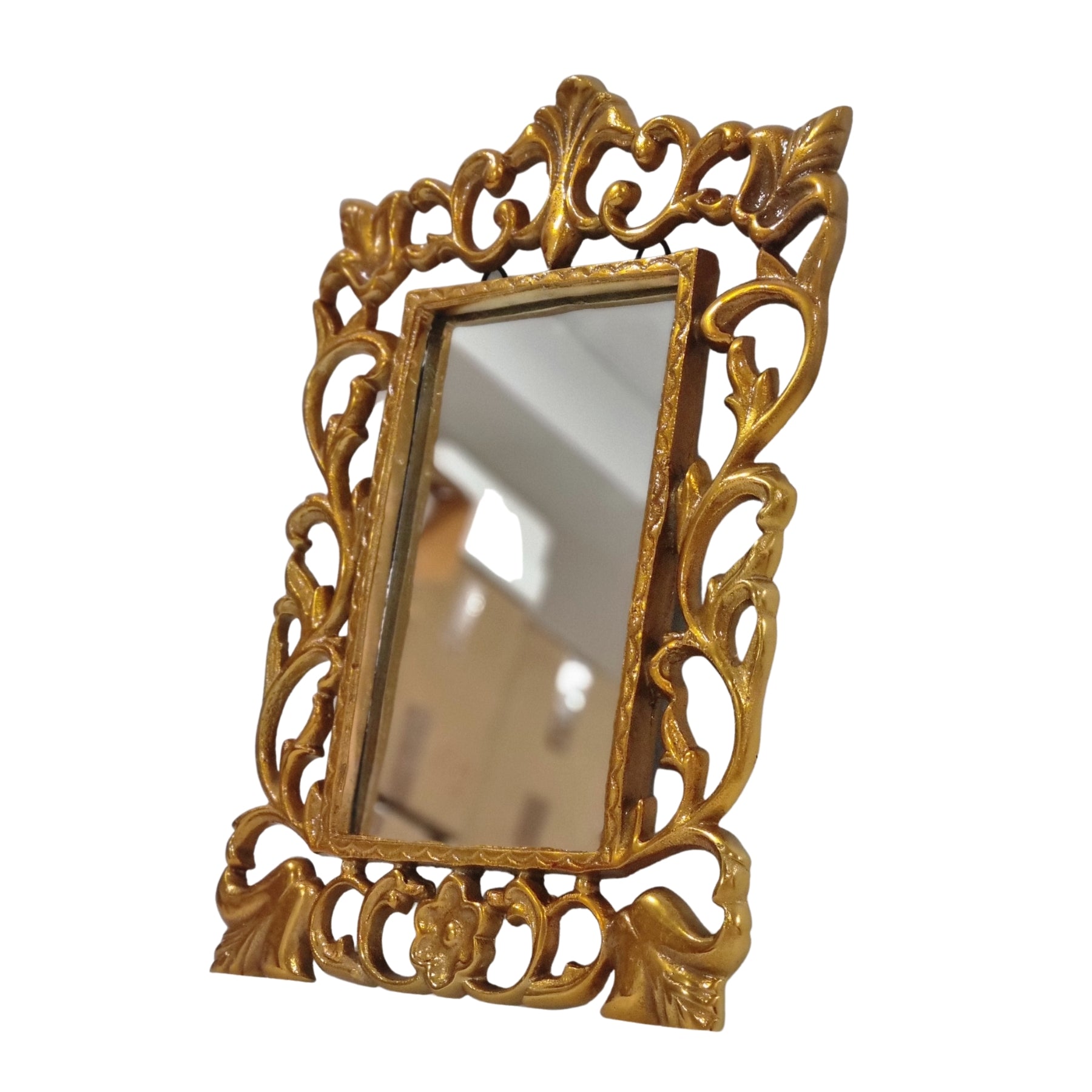 Carved Presco Gold Glass Vintage Mirror