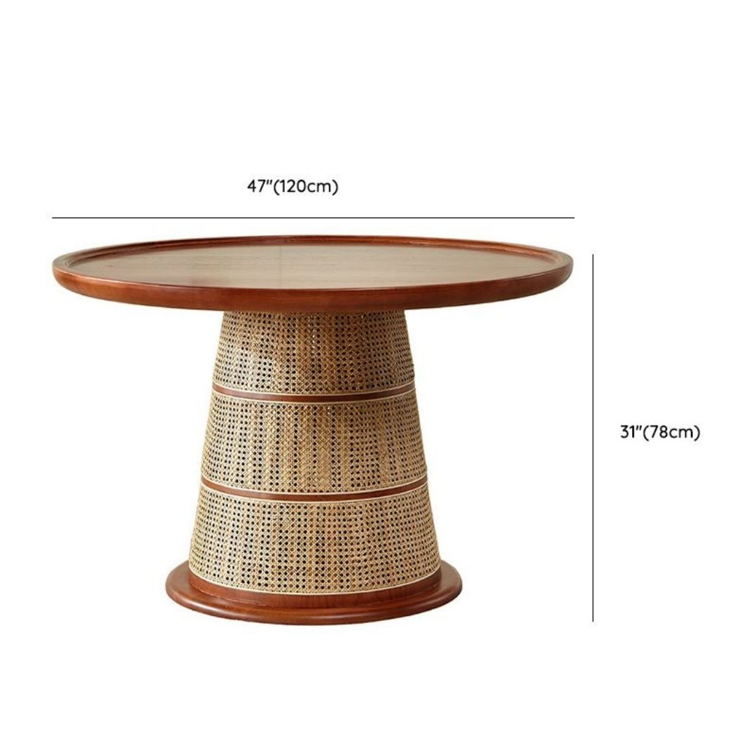Classic rattan dining set with round table and 4 chairs