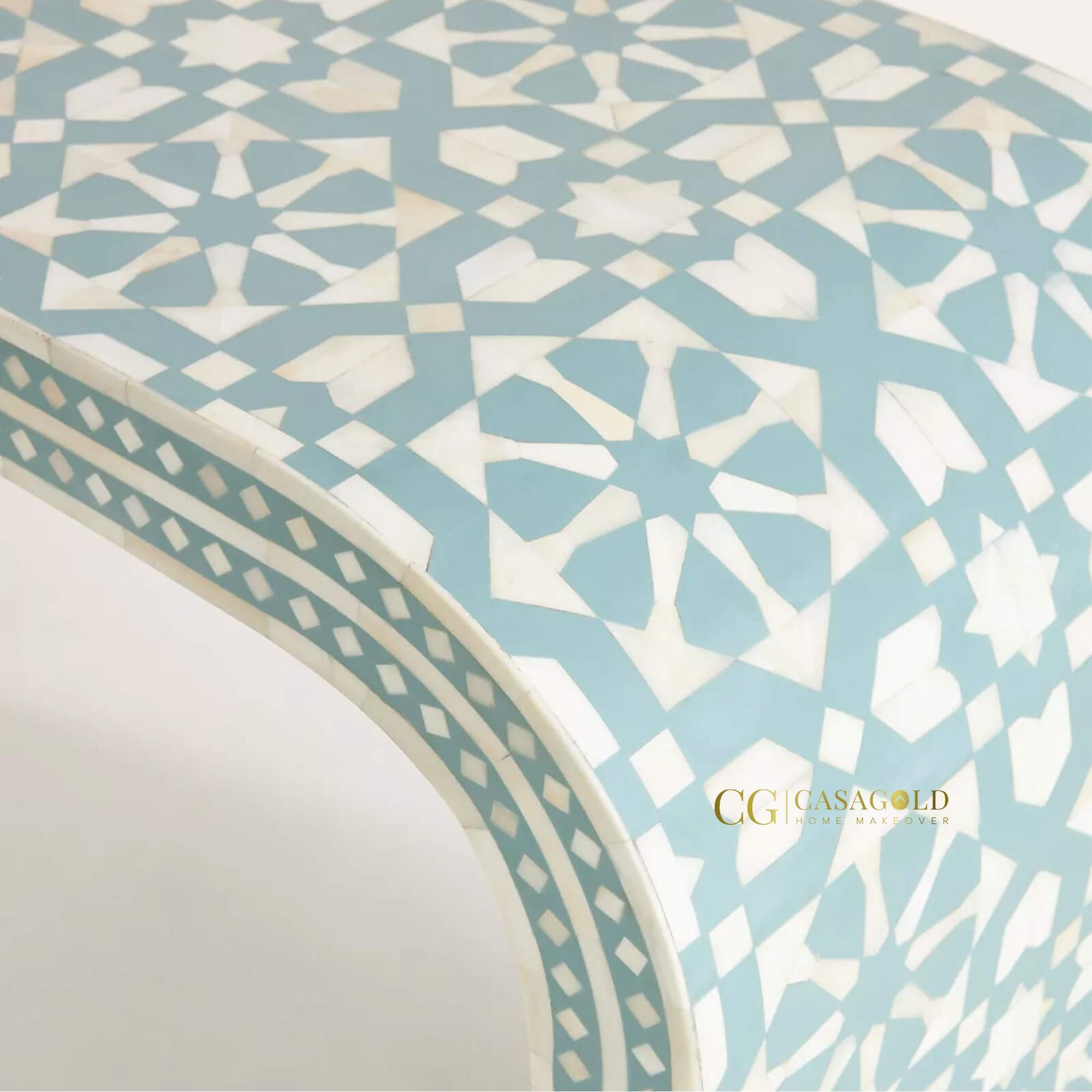 Classic White Bone Inlay Console Desk