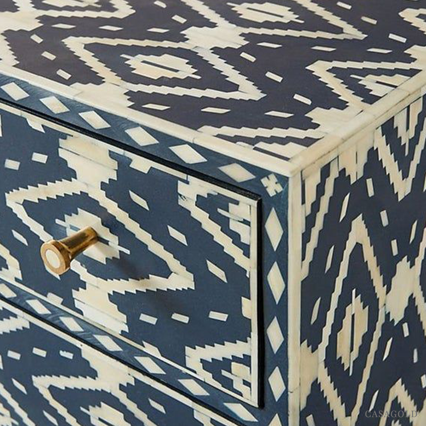 Cleo Blue Bone Inlay Bar Cabinet