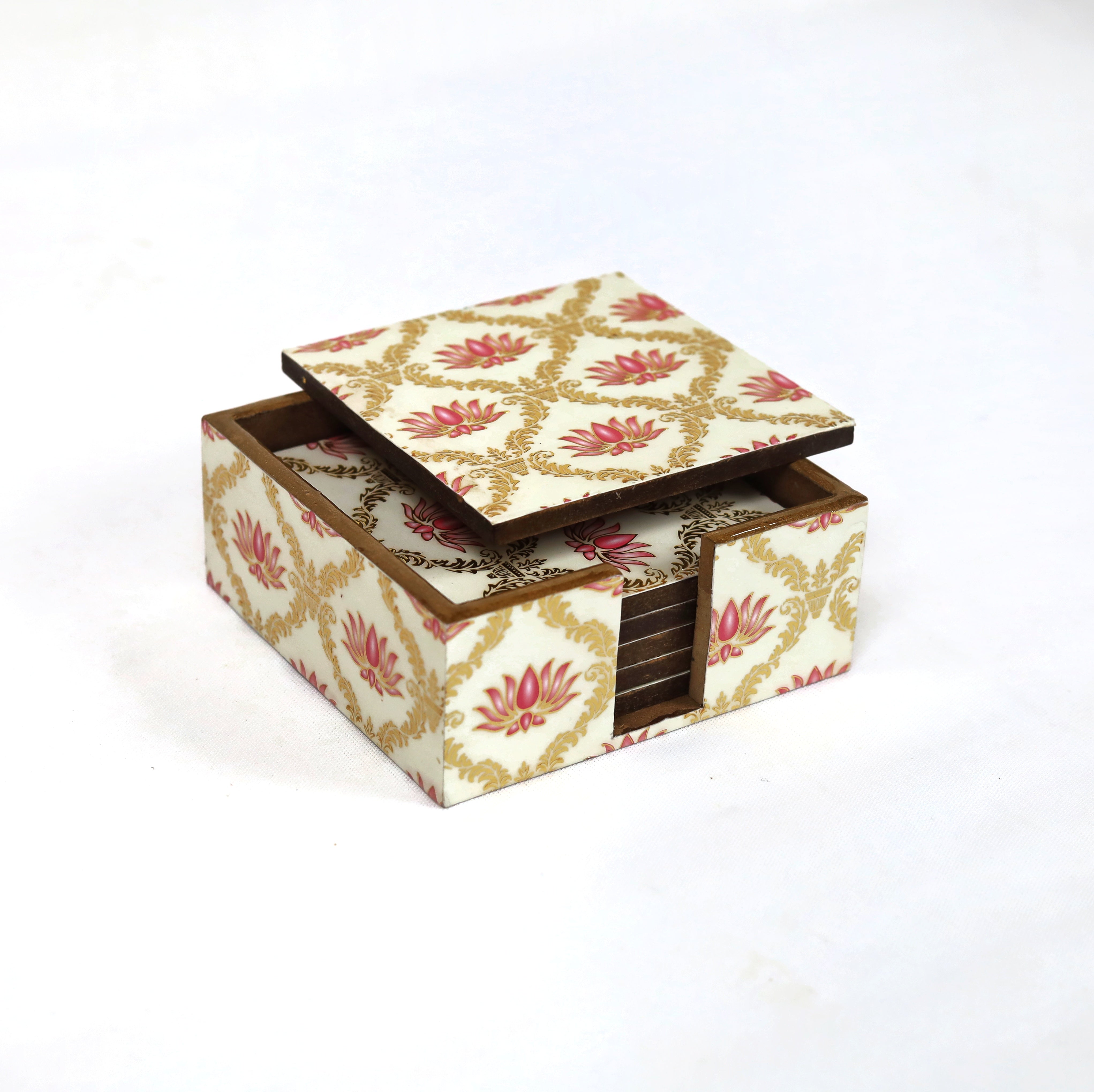 Elegant coaster and tissue box set for living rooms