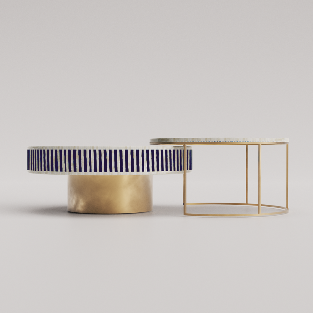 Contemporary Bone Inlay Coffee Table