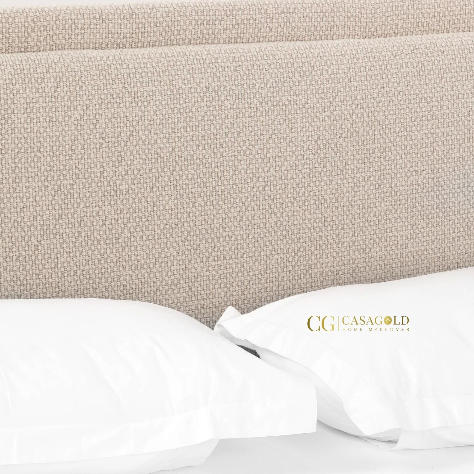 Sleek modern bed with layered headboard and durable cradle legs.