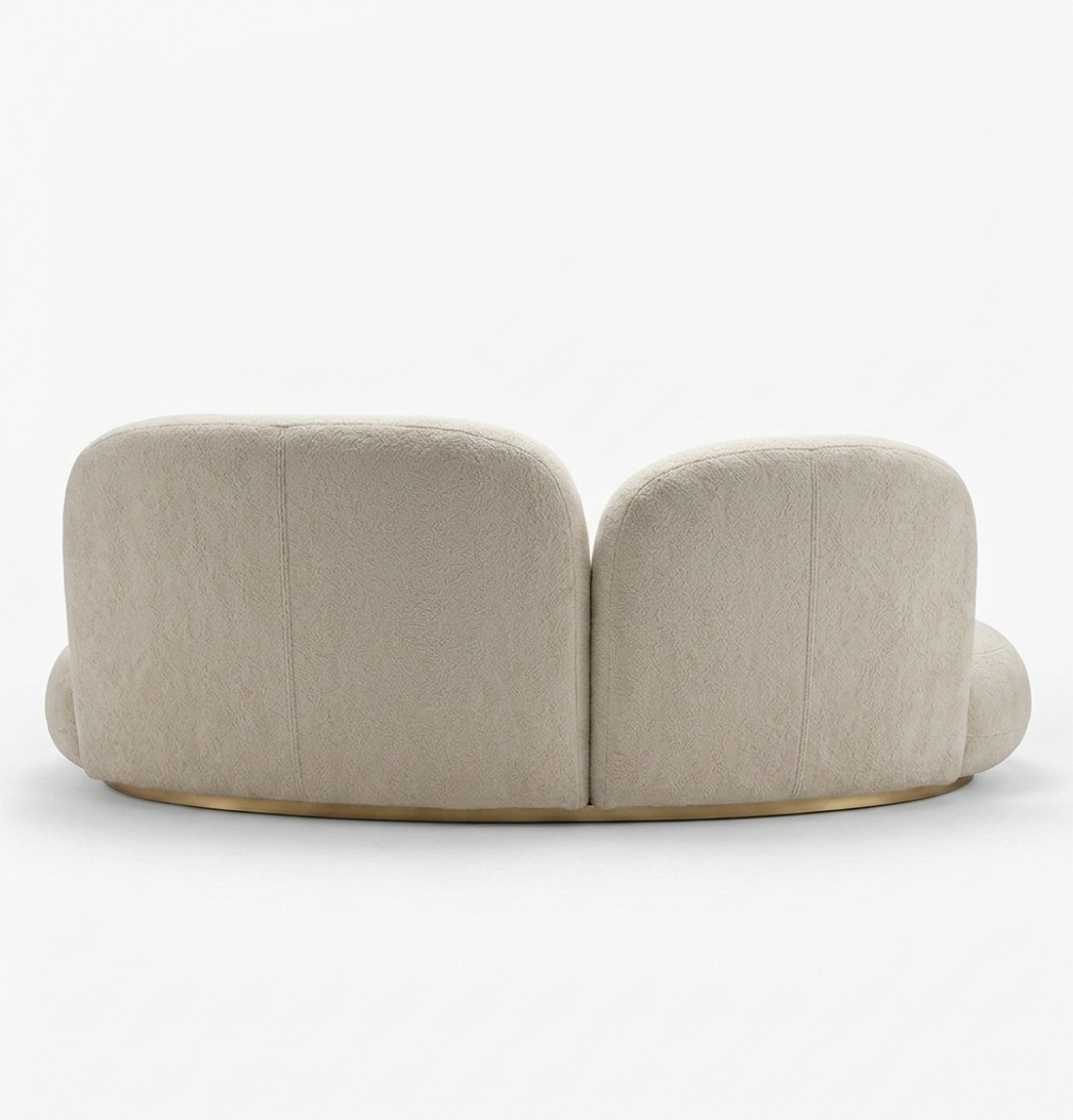 Beige sofa with a modern design on a white background