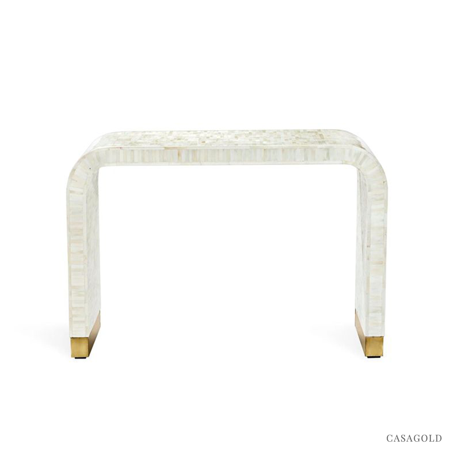 Cream Bone Inlay Console with Geometric Pattern