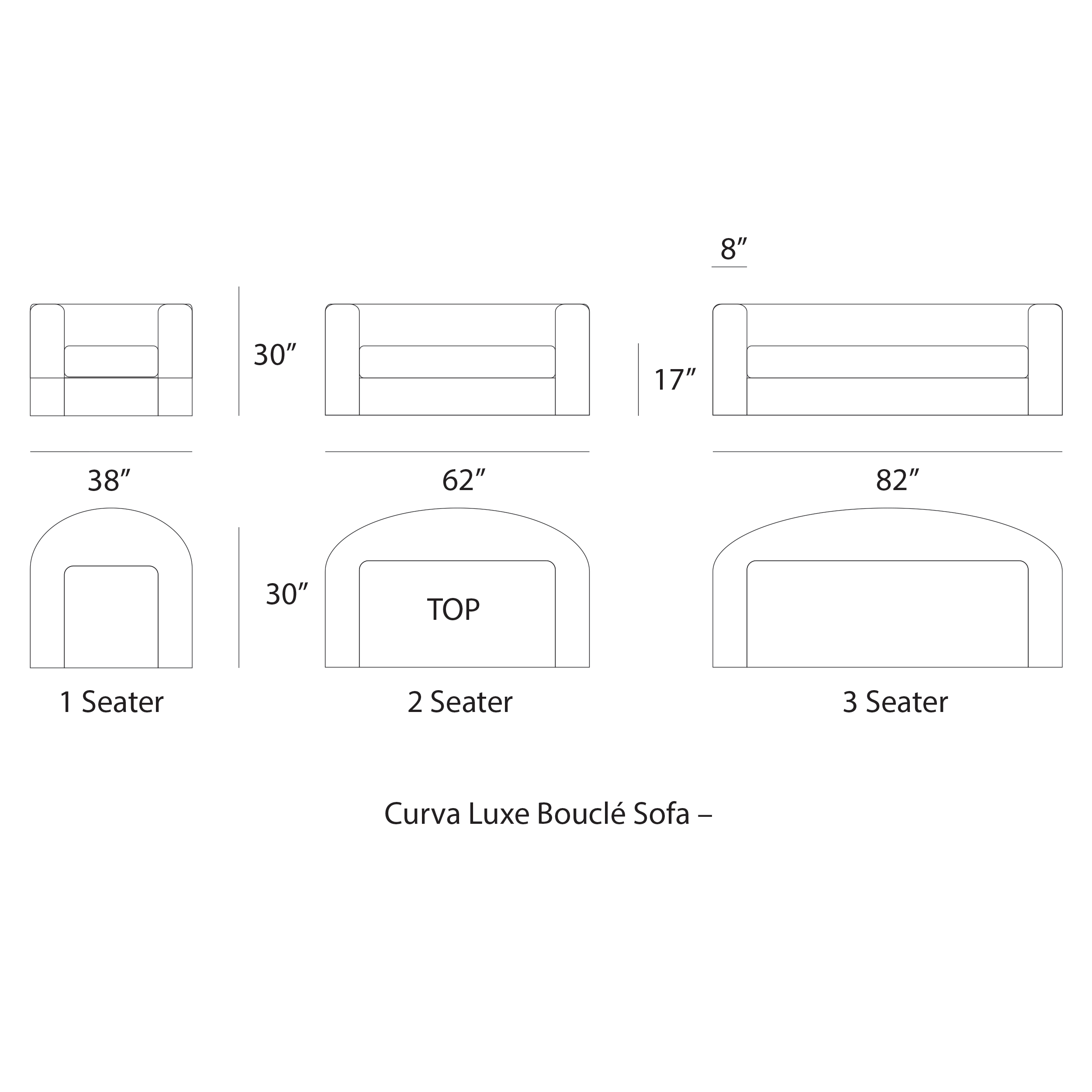 Curva Luxe Bouclé Sofa – 3 Seater