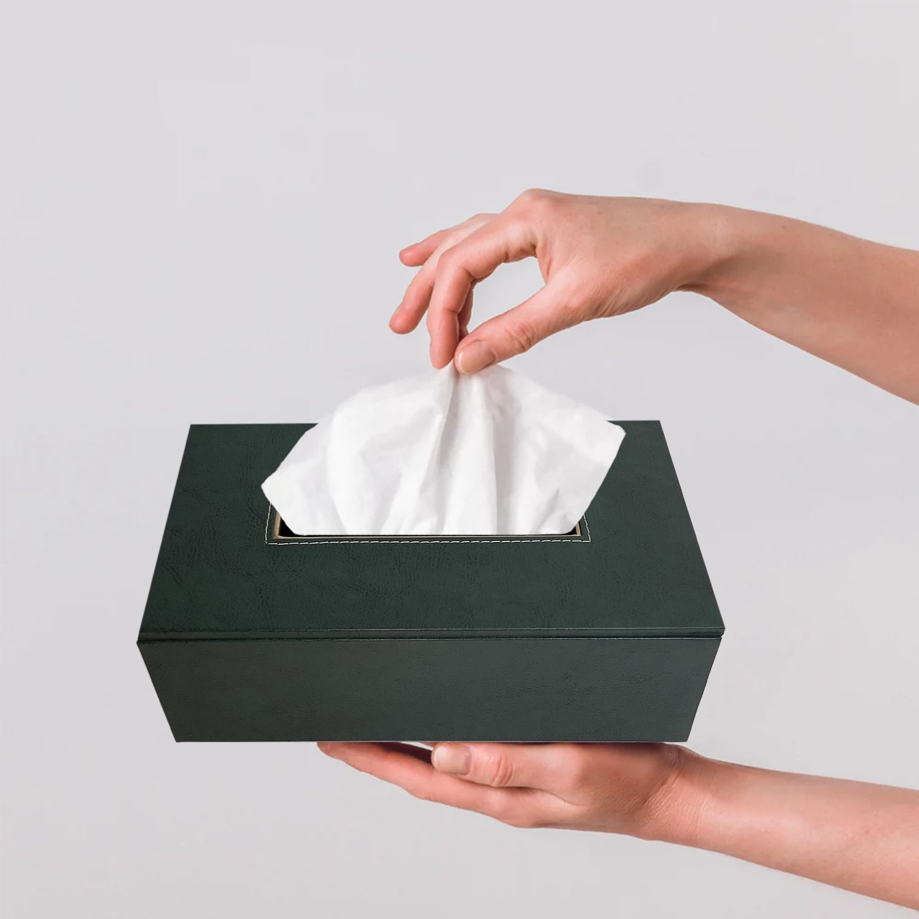 Personalized leather tissue box for unique style