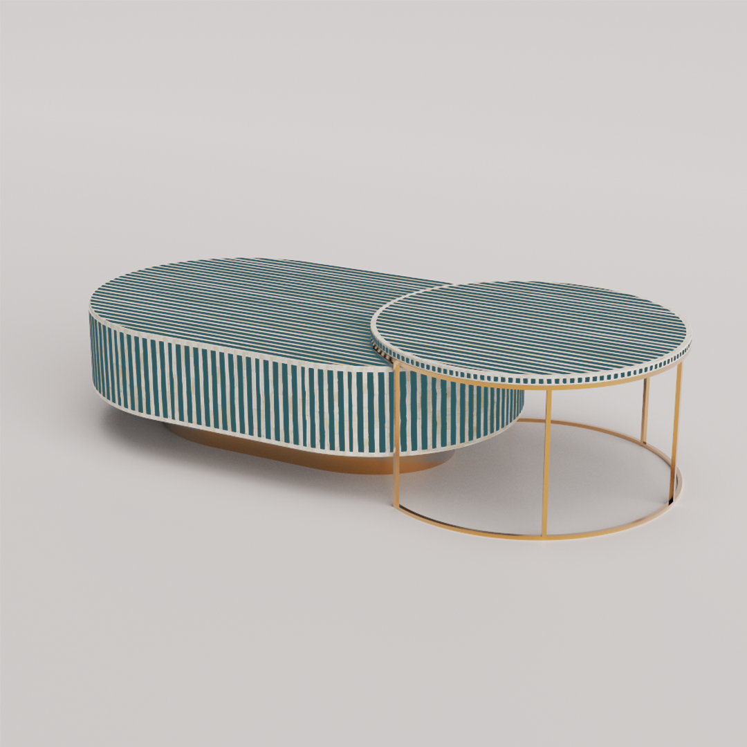Decorative round inlay coffee table design