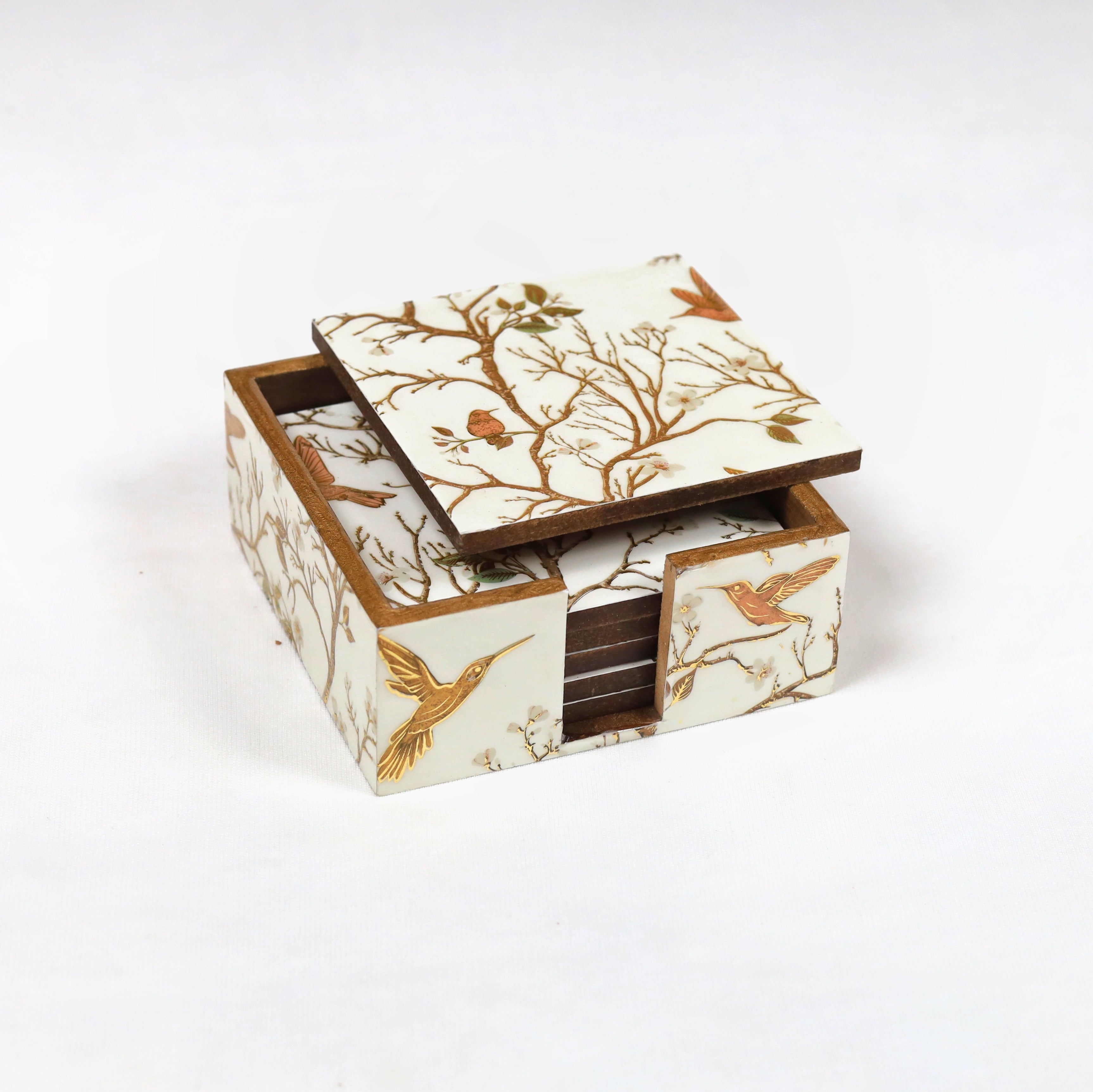 Deluxe coaster with tissue storage for elegant homes