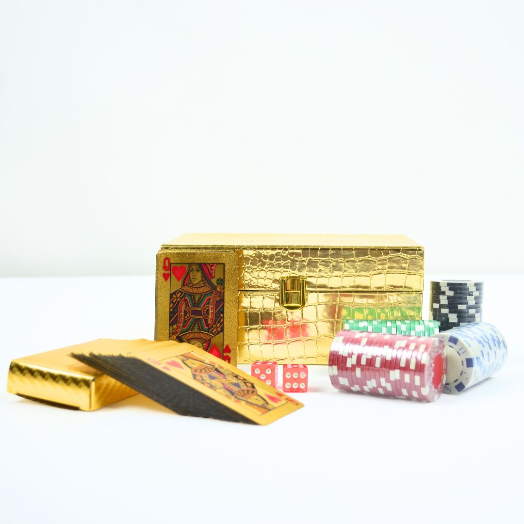 Deluxe leather poker set for ultimate playing comfort