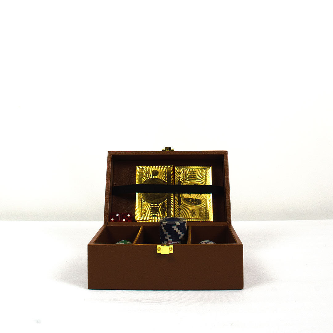 Designer poker set in leather case for premium gifting