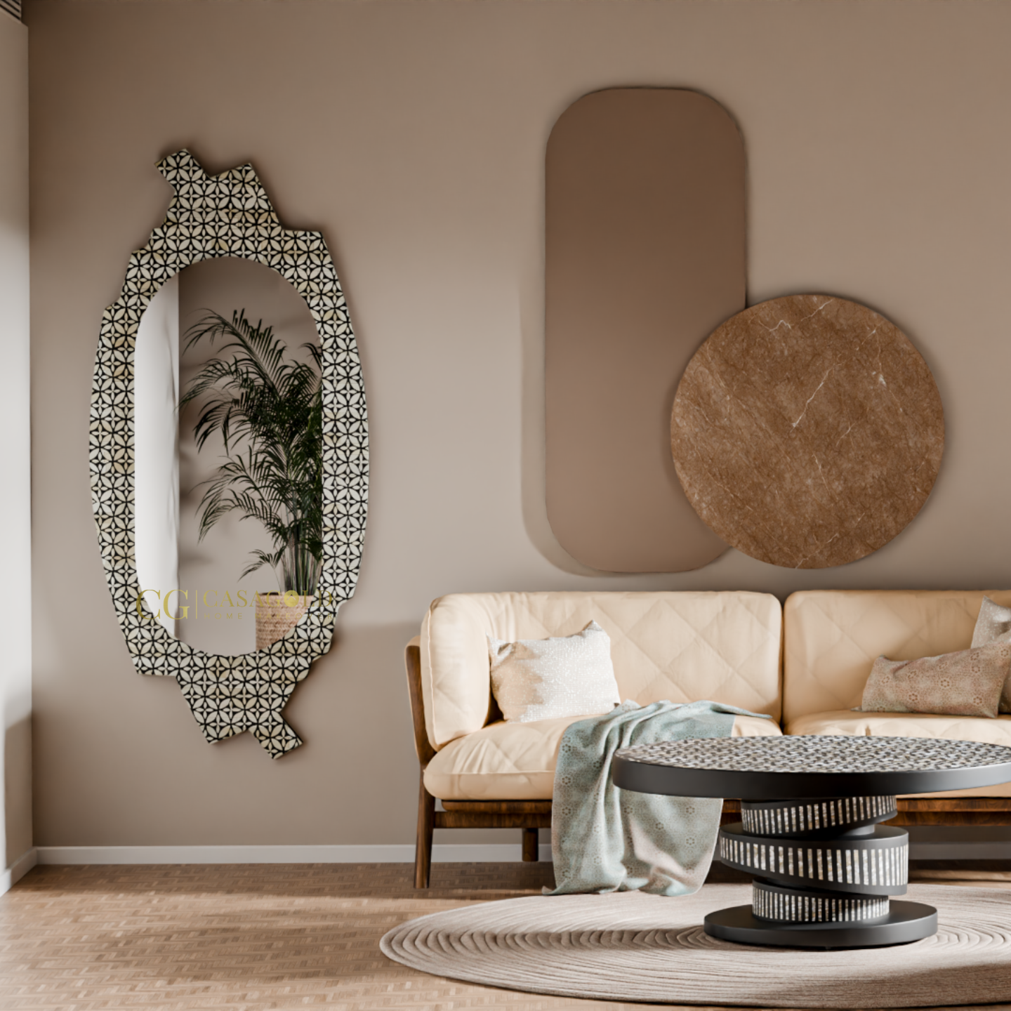 Contemporary wall mirror with jagged artistic frame