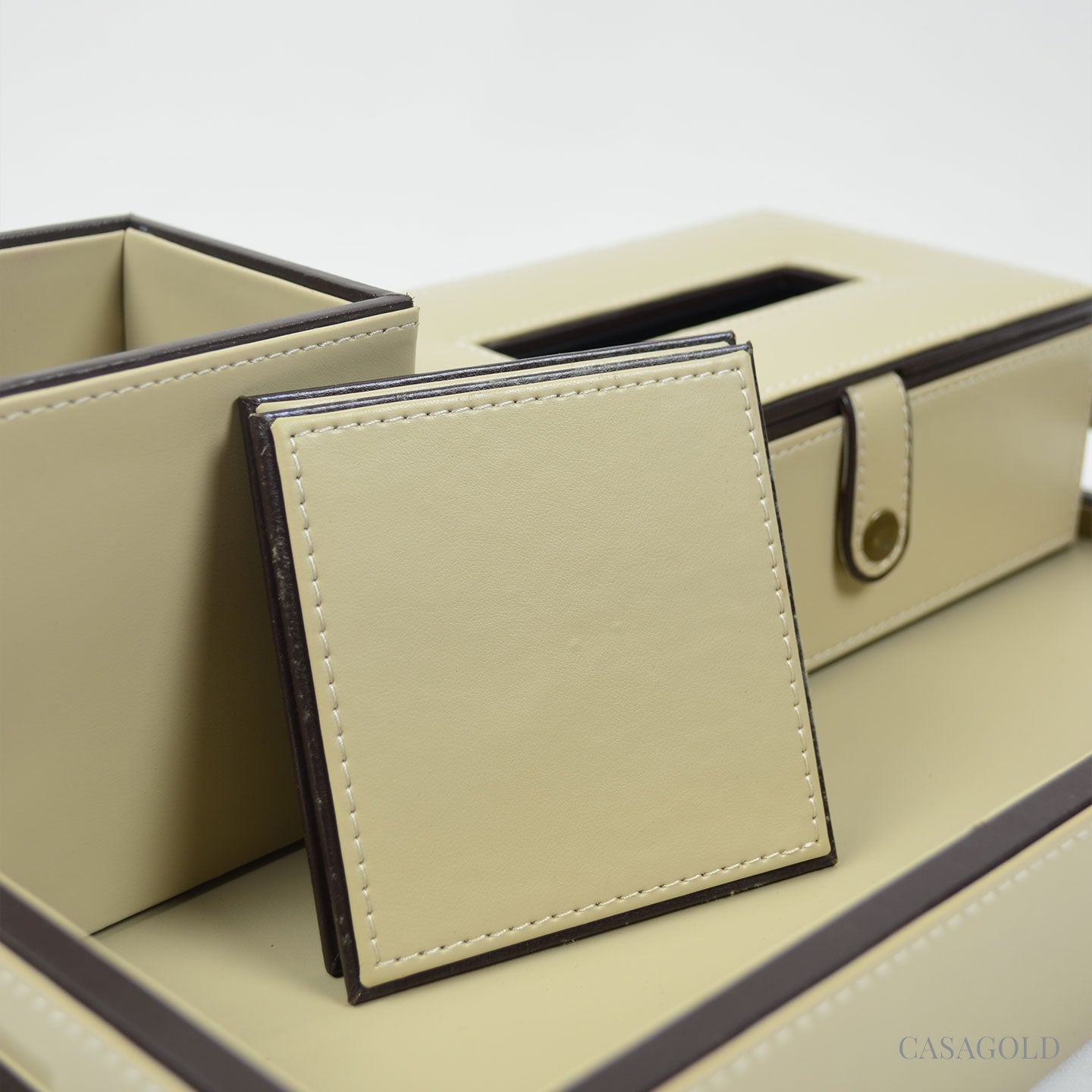 Eco-friendly leather desk organizer for sustainable offices