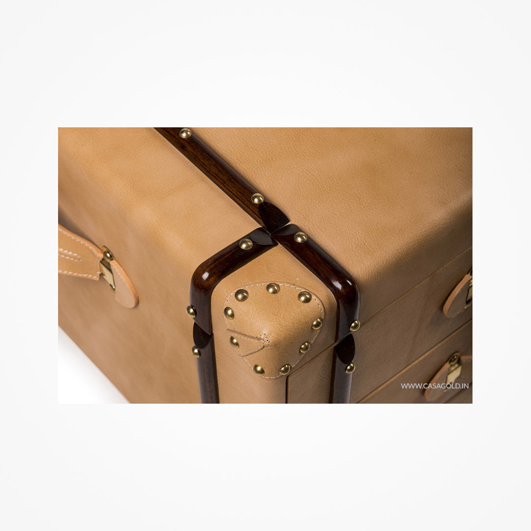 Elegant Leather Rectangular Coffee Table