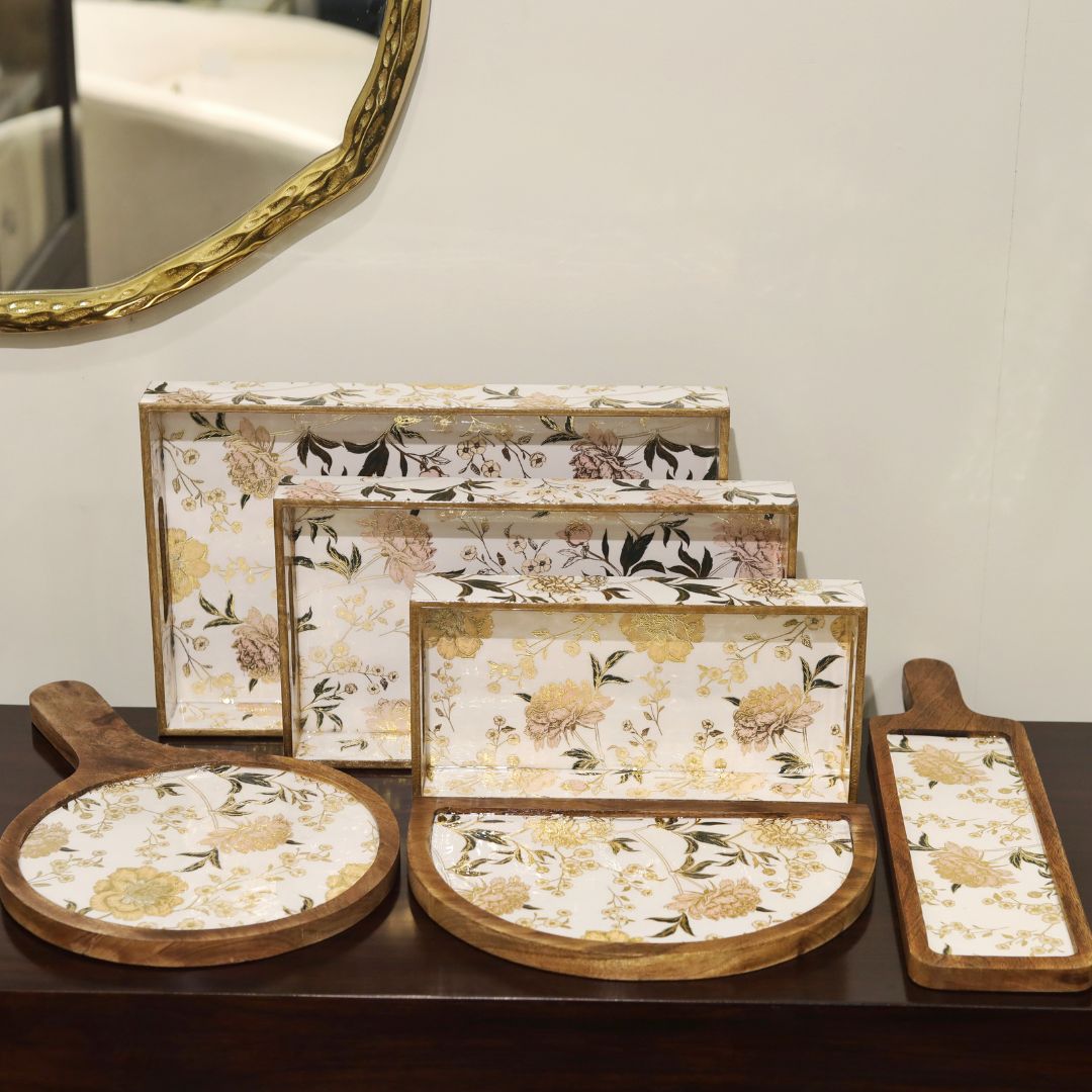 Sophisticated serving tray set for formal dining