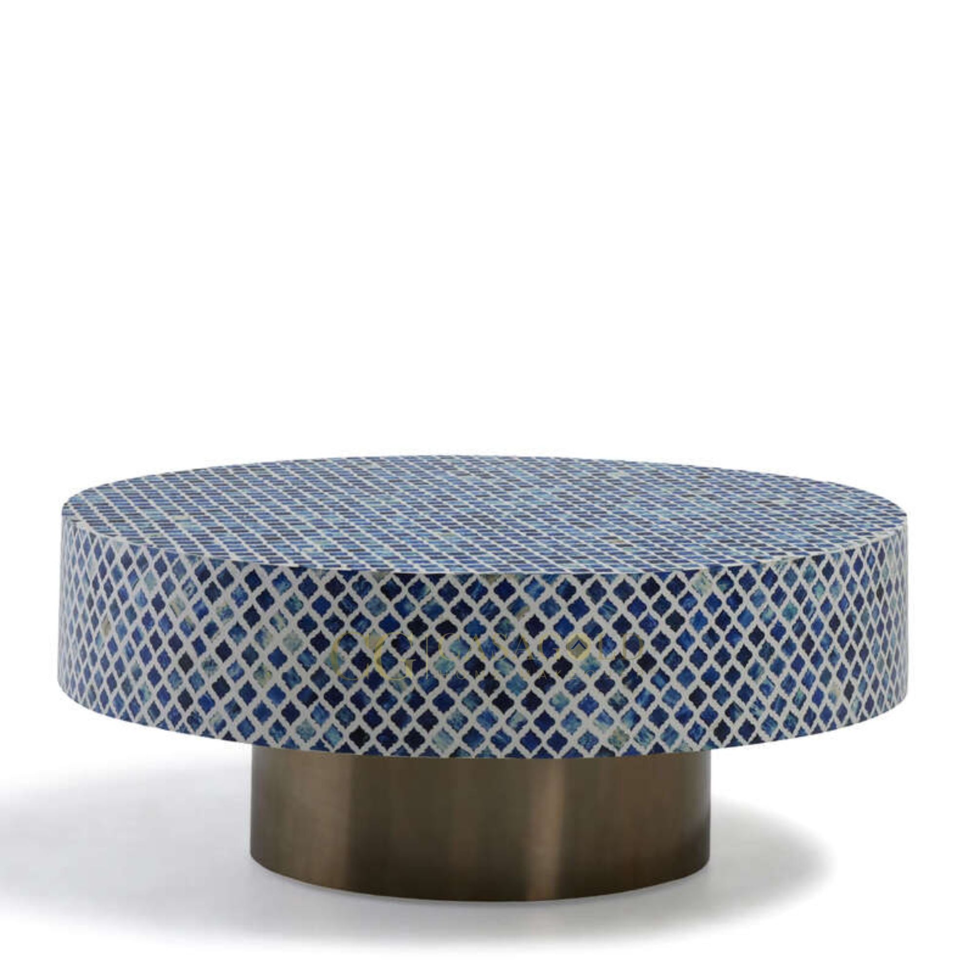 Elegant Round Bone Inlay Coffee Table