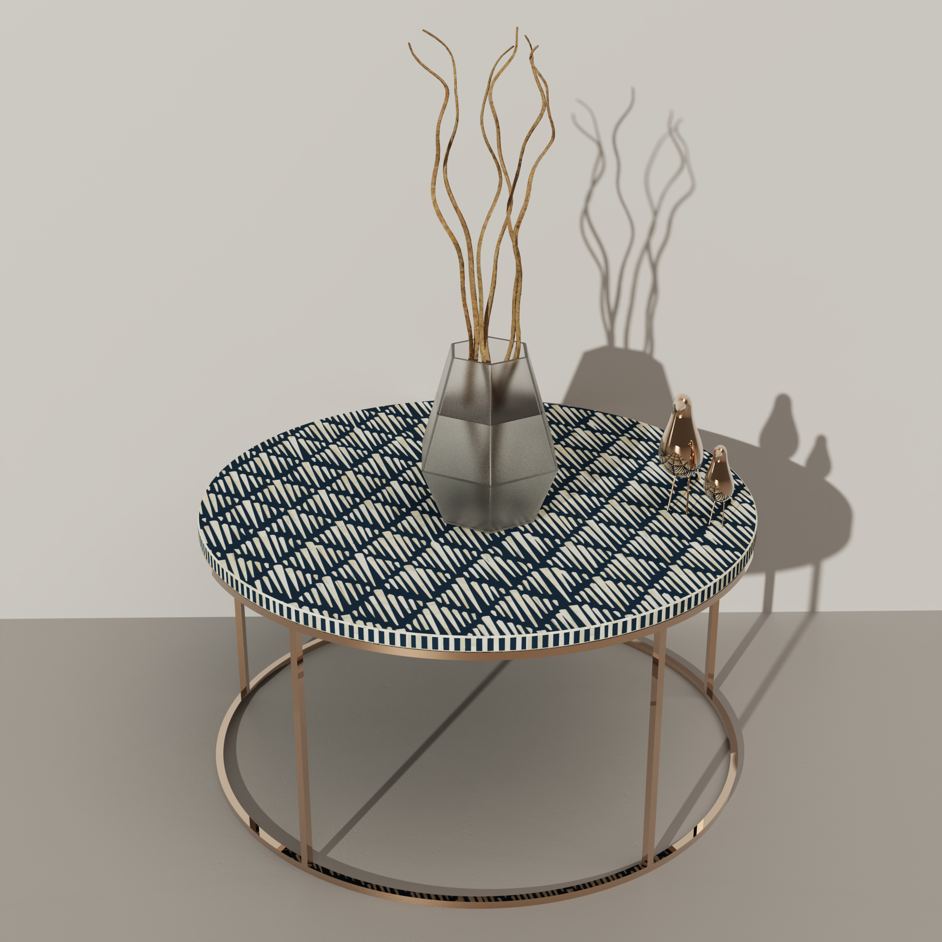 Elegant Round Inlay Coffee Table