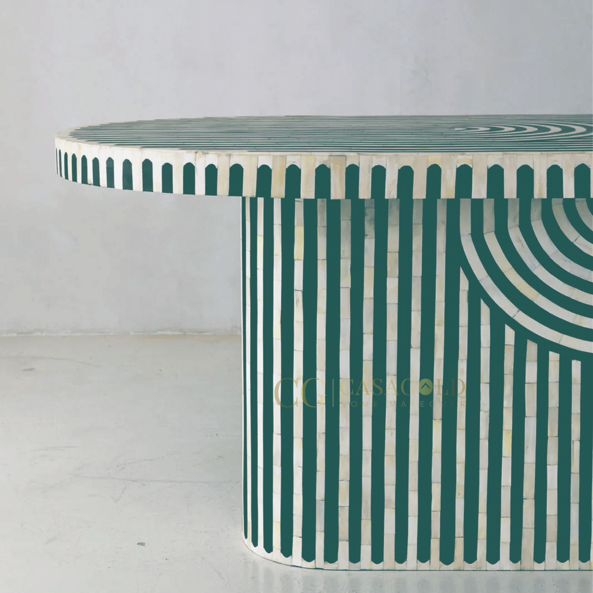 Elegant oblong Dining table featuring bone inlay work"