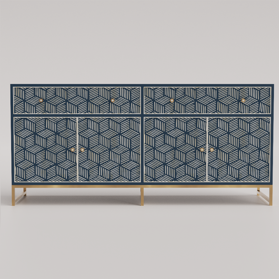 Elegant pearl inlay drawer storage cabinet