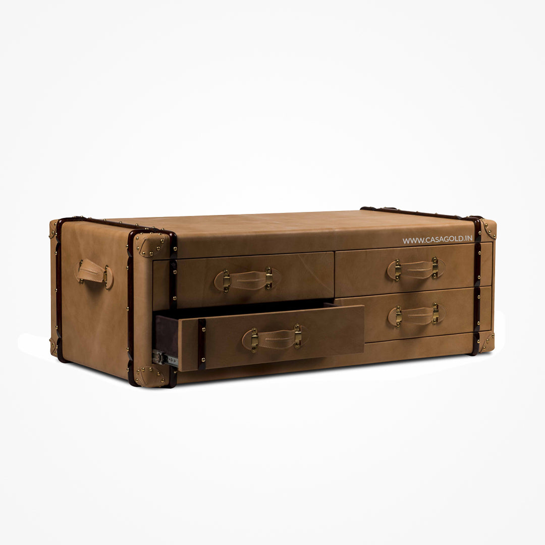 "Elegant rectangular Leather coffee table for modern living spaces"