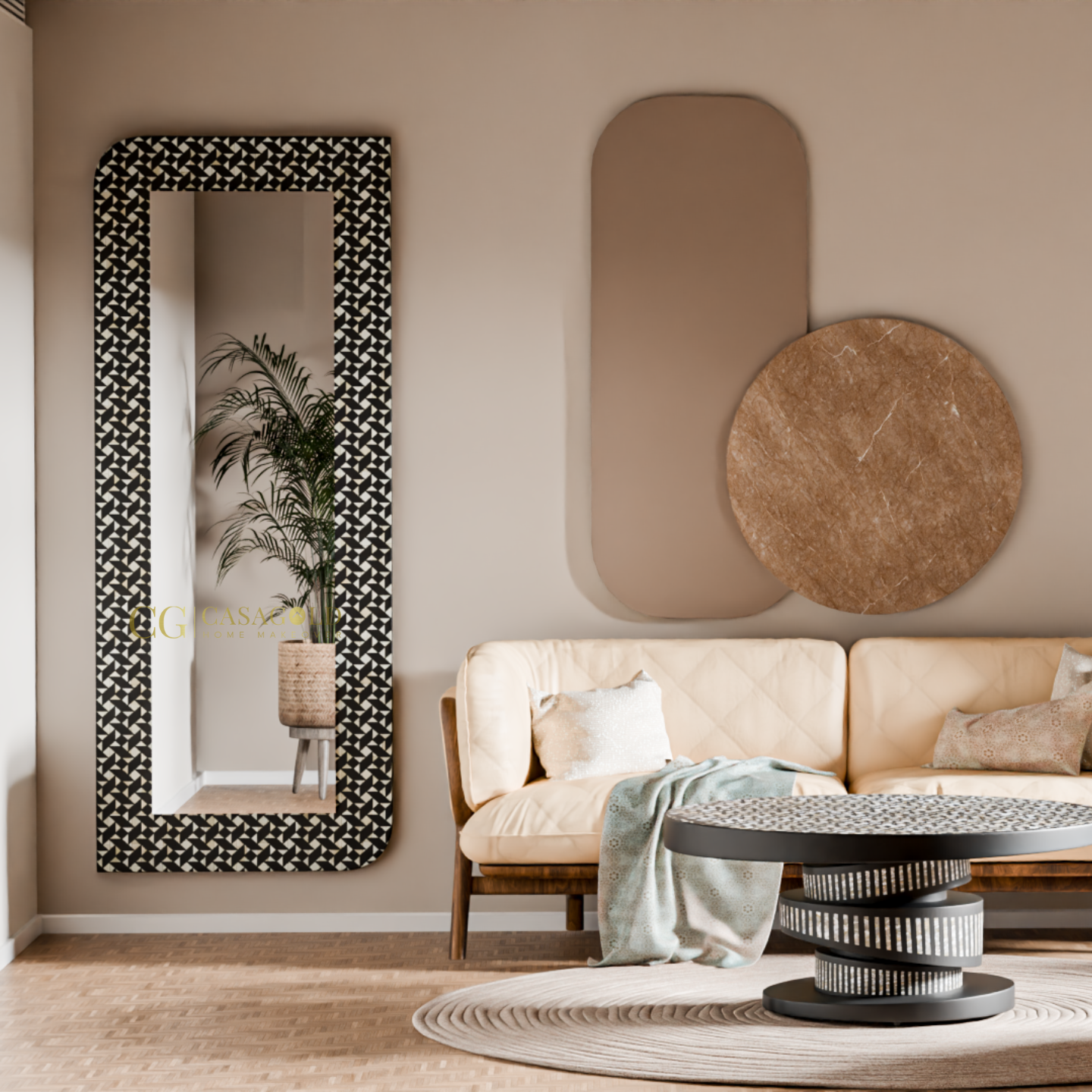 Sleek Striped Wall Mirror for Living Room Decor
