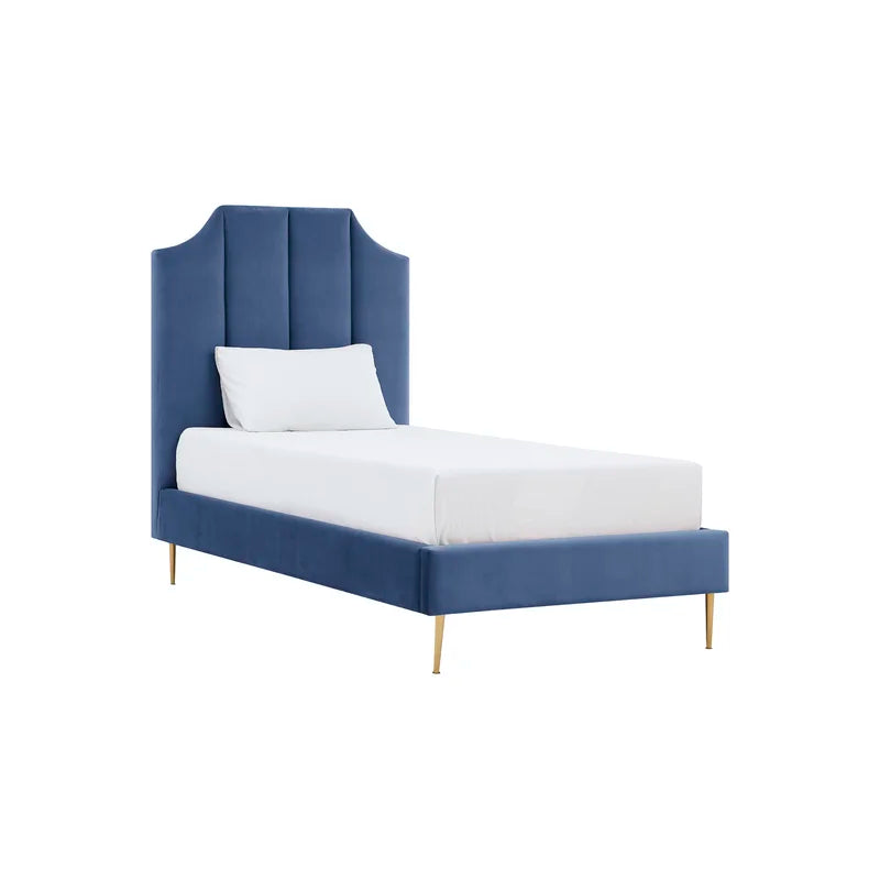 Elegant Velvet Wings Bed Blue