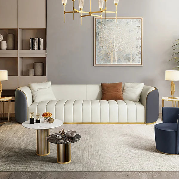 Farmhouse slipcovered luxury sofa with washable fabric