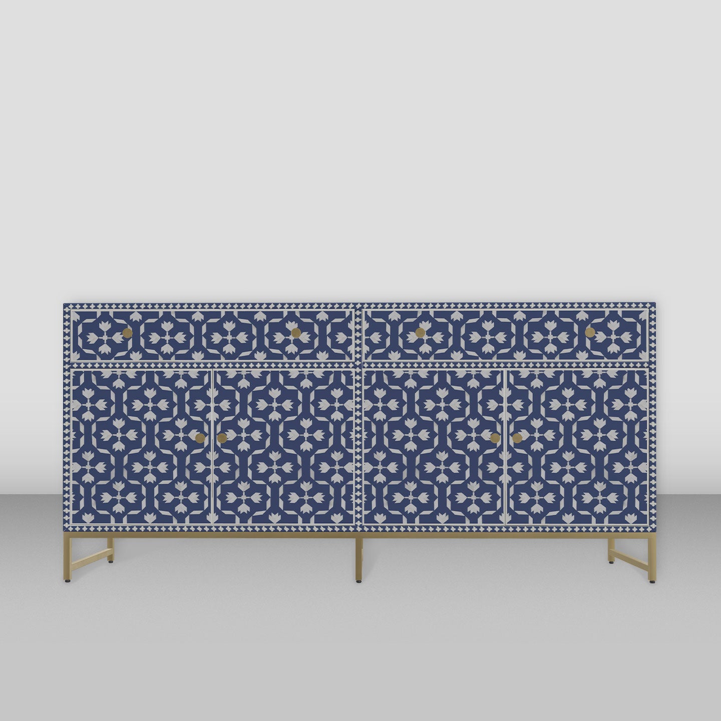 Floral Blue Bone Inlay Cabinet