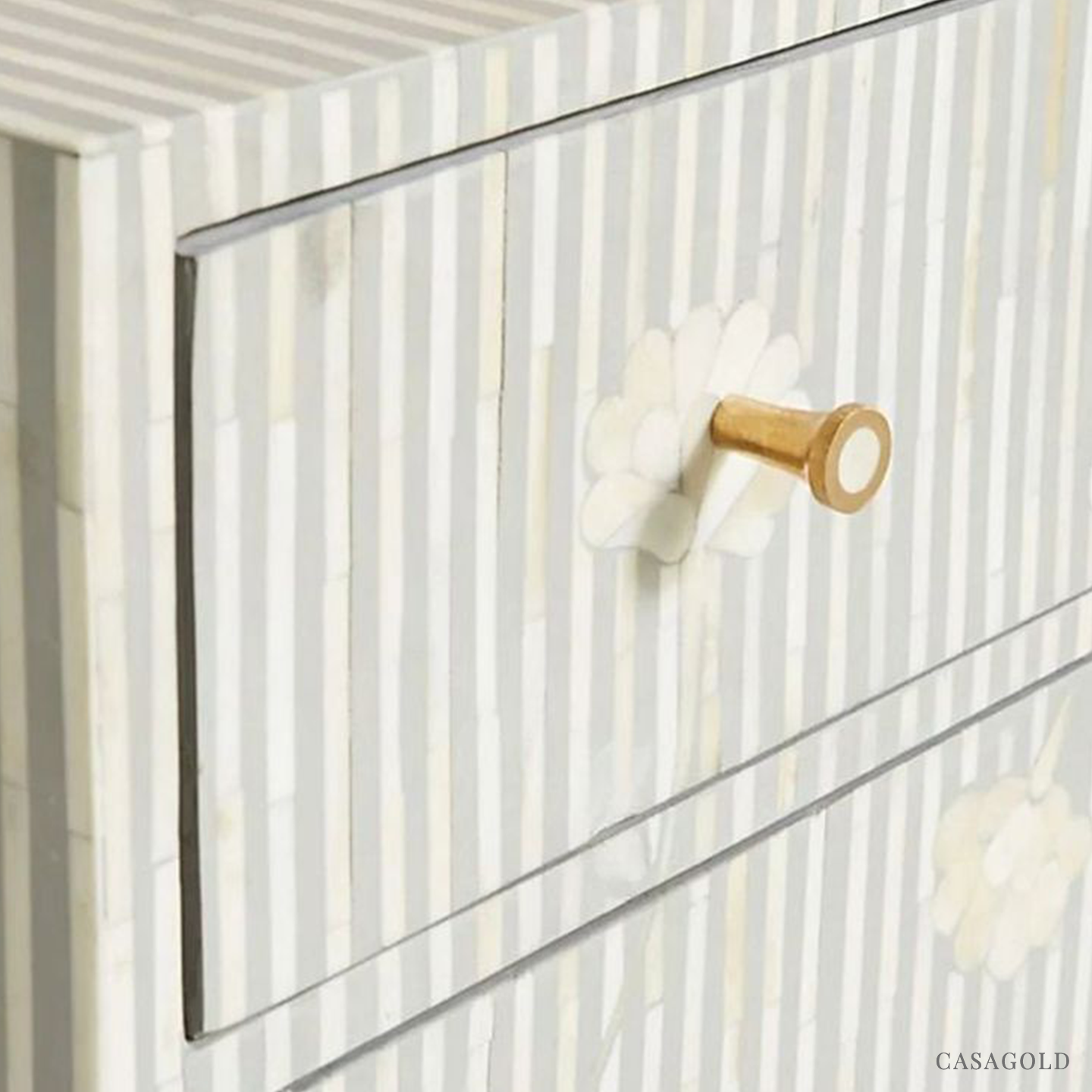 Floral Handcrafted Bone Inlay Drawer Chest