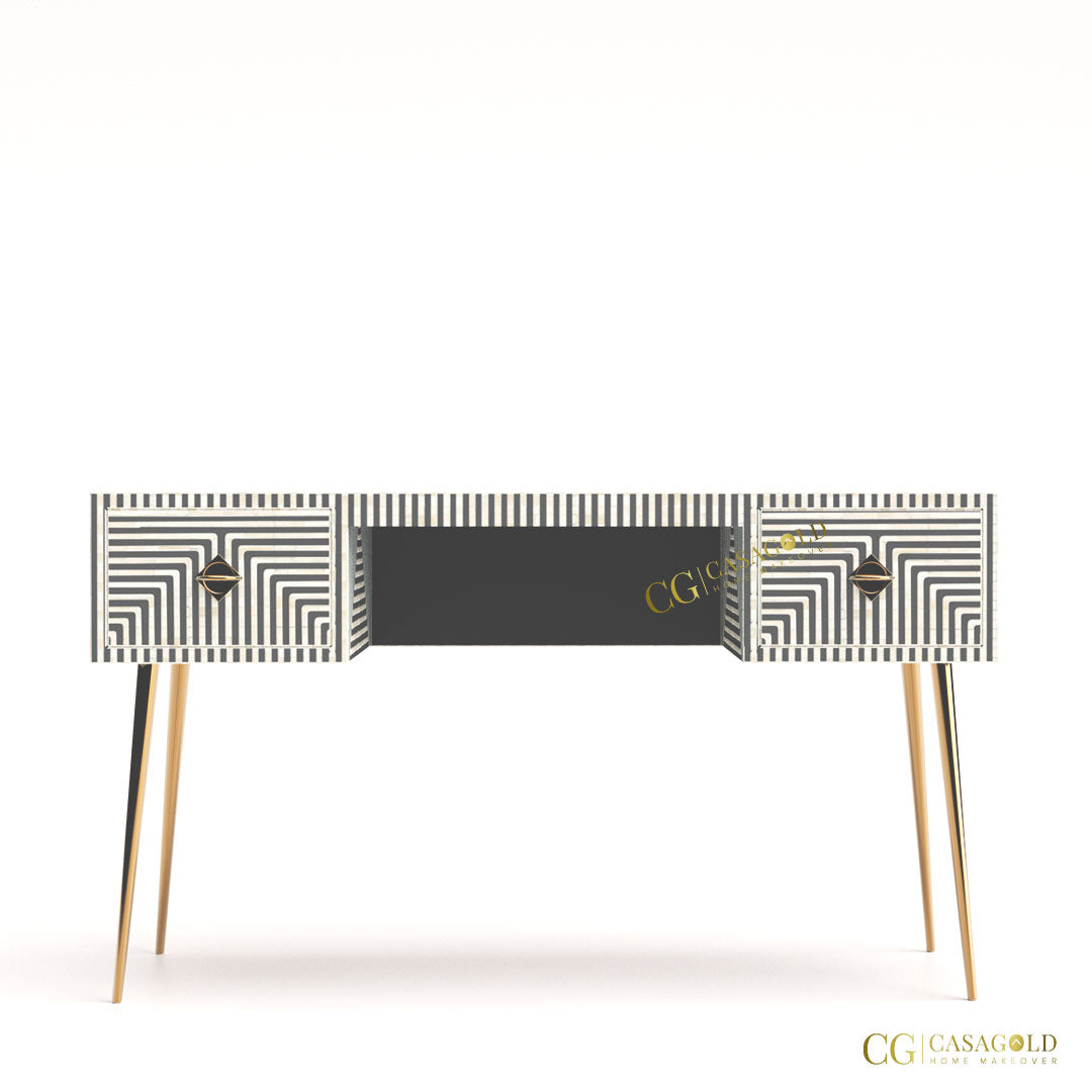 Floral Inlay Desk with Modern Styling