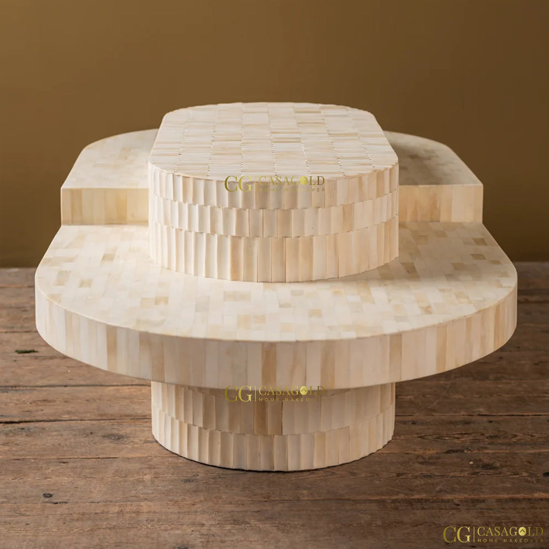 "Floral design bone inlay oblong table for home decor"