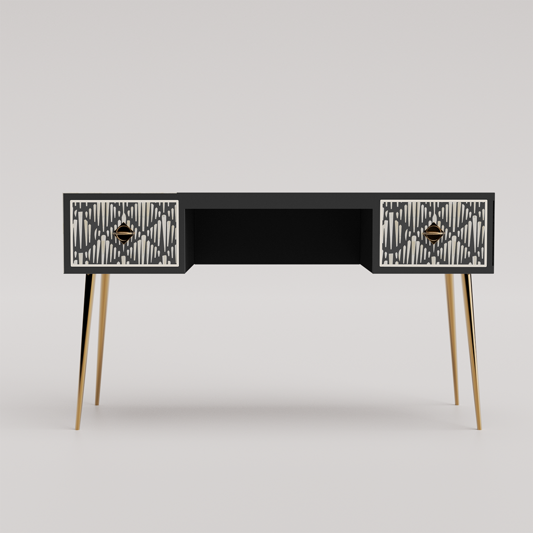 Floral mother of pearl inlay writing desk with Morrisson-style patterns