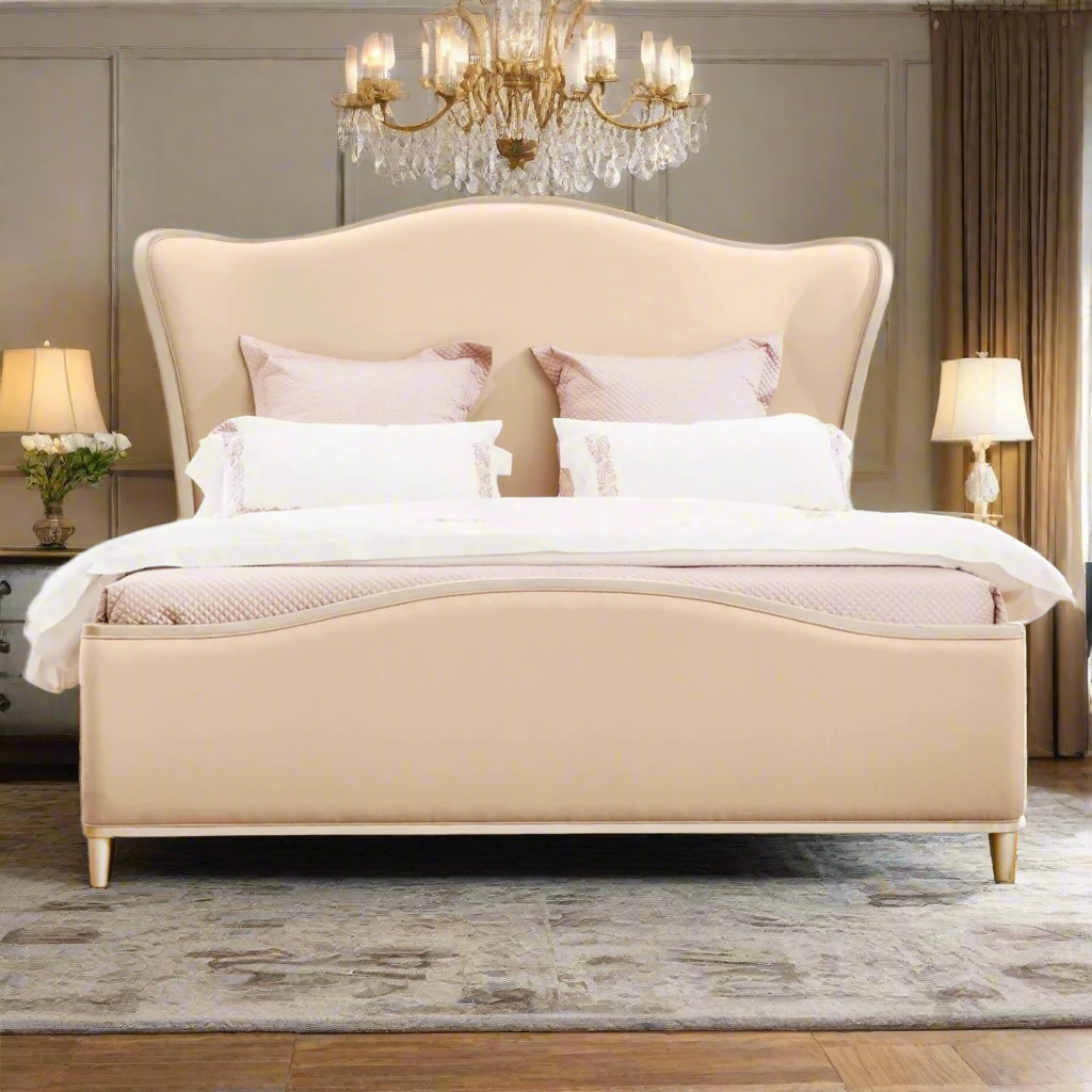 Elegant Beige Upholstered Bed by CasaGold