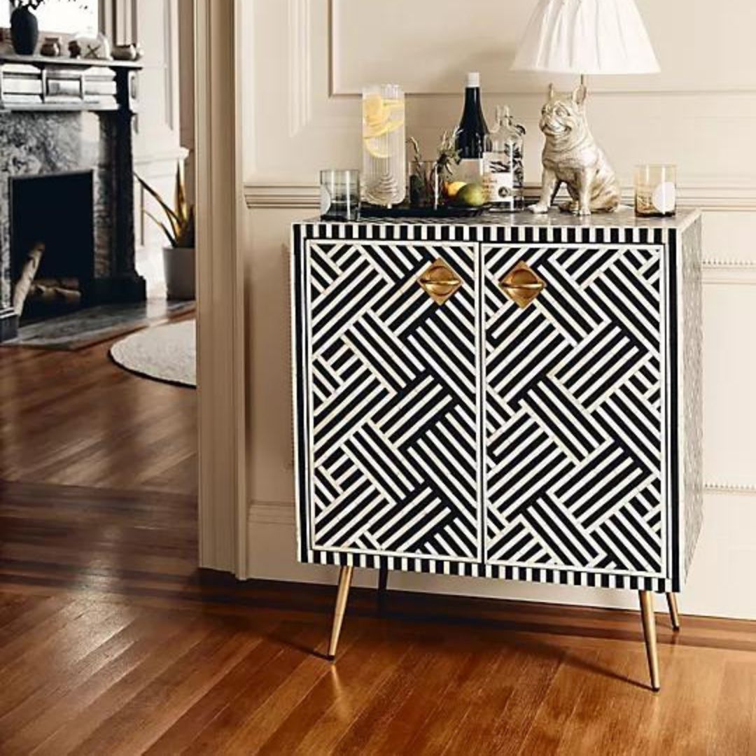 Inlay Cabinet - Chevron Black