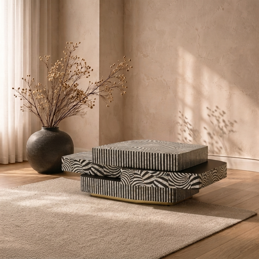 Vortex Fusion Coffee Table – Optical Art in Motion