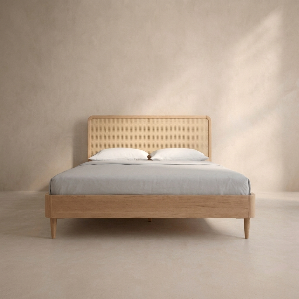 Carmen Teak Wood Rattan Bed