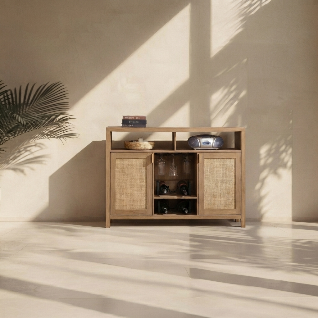 Chad Rattan Bar Cabinet cum Sideboard