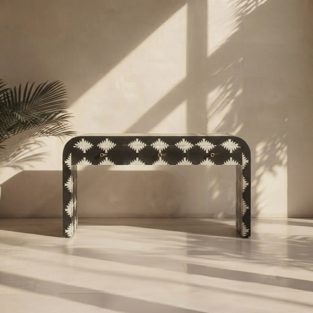 Nara Bone Inlay Console with Drawer
